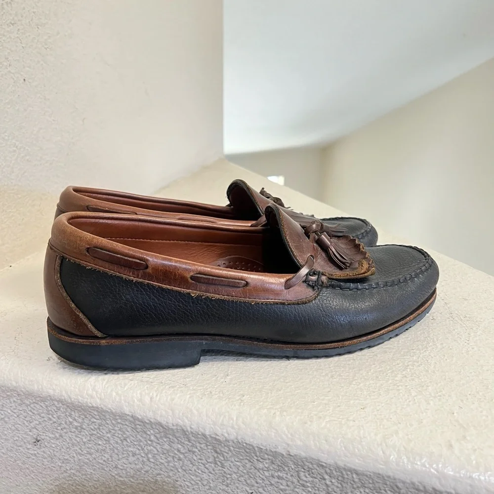 Allen Edmonds Nashua Loafers Shoes 12‎ D Black Brown Leather Tassel Made In USA